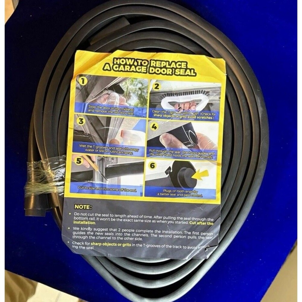 Garage Door Bottom Seal Black Rubber w/ End Plugs 5/16" Double T-End Channel